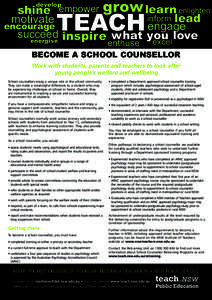 Teacher / Psychologist / Psychology / Applied psychology / Education / School counselor / Australian Psychology Accreditation Council