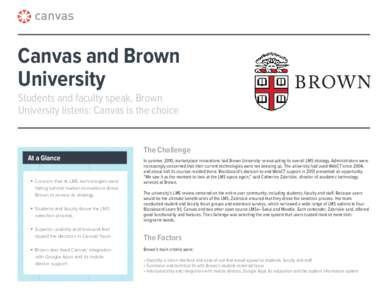 Canvas and Brown University Students and faculty speak, Brown University listens: Canvas is the choice  At a Glance