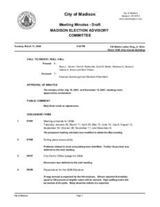 City of Madison Madison, WI[removed]www.cityofmadison.com City of Madison Meeting Minutes - Draft