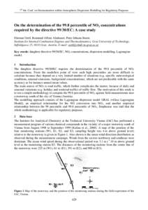 7th Int. Conf. on Harmonisation within Atmospheric Dispersion Modelling for Regulatory Purposes  2QWKHGHWHUPLQDWLRQRIWKHSHUFHQWLOHRI12FRQFHQWUDWLRQV UHTXLUHGE\WKHGLUHFWLYH(&$FDVHVWXG\ Dietmar 