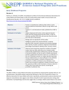 NREPP Systematic Review: Early Childhood Programs, Review 6