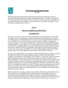 RI DEM/Waste Management- Pascoag Water District Environmental Response Plan - July 2002