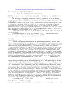 Southern Campaign American Revolution Pension Statements & Rosters Pension Application of John Keeton S13614 Transcribed and annotated by C. Leon Harris [The first docum ent below is fraudulent as explained by Keaton’s