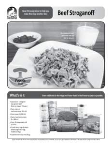 Keep this easy recipe to help you make this meal another day! Beef Stroganoff For a balanced meal, serve with milk and