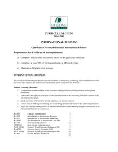 International Business Certificate of AccomplishmentCurriculum Guide - Ohlone College