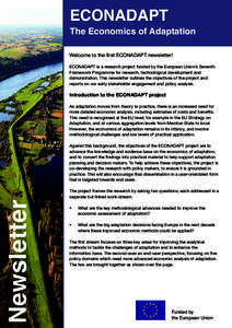 Newsletter  ECONADAPT The Economics of Adaptation Welcome to the first ECONADAPT newsletter!