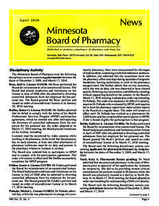 News  4 = & # . * 1 ; A ;* Minnesota Board of Pharmacy