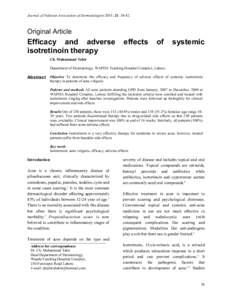 Journal of Pakistan Association of Dermatologists 2011; 21: Original Article Efficacy and adverse isotretinoin therapy