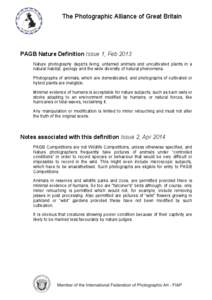 The Photographic Alliance of Great Britain  	
      PAGB Nature Definition Issue 1, Feb 2013