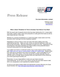 February 8, 2008  Press Release For more information, contact: Anthony Turner[removed]