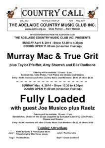 Adelaide Country Music Club Country Call - April  - May 2014 Issue - Vol 25.2