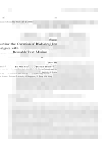32  Genome Informatics 16(2): 32–Supporting the Curation of Biological Databases with Reusable Text Mining