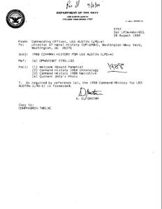 DEPARTMENT OF THE NAVY USS AUSTIN (LPD-4) FPO NEW YORK[removed]IN REPLY REFER TO:  5757