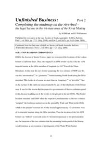 Unfinished Business:  Part 2 Completing the mudmap on the riverbed – the legal lacuna in the tri-state area of the River Murray