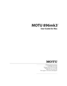 MOTU 896mk3  ™ User Guide for Mac