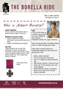 Who is Albert Borella  Transition to Year 6 Who is Albert Borella? Lesson objective