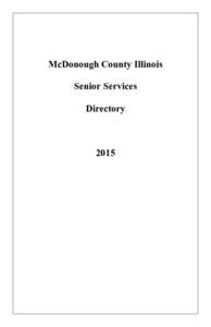 McDonough County Illinois Senior Services Directory 2015