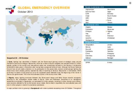 1  GLOBAL EMERGENCY OVERVIEW October[removed]Snapshot 22 – 29 October