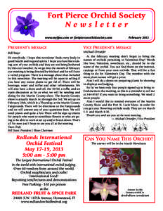 Fort Pierce Orchid Society Newsletter www.myfpos.com or fortpierceorchidsociety.com February 2013