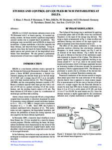 Proceedings of IPAC’10, Kyoto, Japan  WEPEB032 STUDIES AND CONTROL OF COUPLED-BUNCH INSTABILITIES AT DELTA