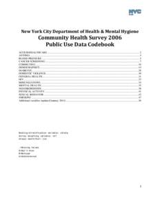 New York City Department of Health & Mental Hygiene  Community Health Survey 2006 Public Use Data Codebook  ACCESS/HEALTHCARE ..............................................................................................