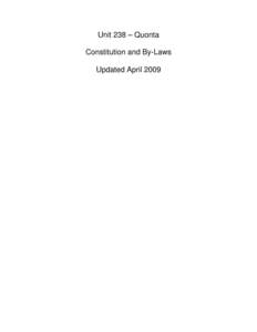 Unit 238 – Quonta Constitution and By-Laws Updated April 2009 Table Of Contents Page