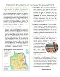 Pollution / Natural environment / Chemistry / Soil contamination / African-American culture / Bayview-Hunters Point /  San Francisco / Polychlorinated biphenyl / San Francisco Naval Shipyard / Air pollution / Toxic hotspot