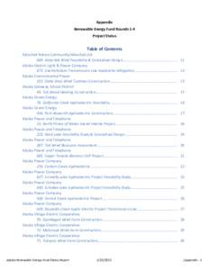 Appendix Renewable Energy Fund Rounds 1-4 Project Status Table of Contents