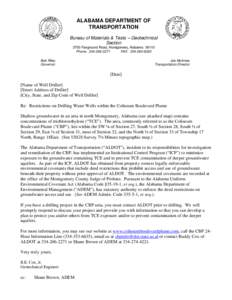 ALABAMA DEPARTMENT OF TRANSPORTATION Bureau of Materials & Tests – Geotechnical Section 3700 Fairground Road, Montgomery, Alabama[removed]Phone: [removed]