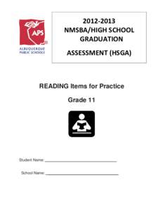 [removed]NMSBA/HIGH SCHOOL GRADUATION ASSESSMENT (HSGA)  READING Items for Practice