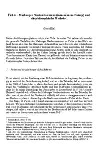 Fichte – Marburger Neukantianismus (insbesondere Natorp) und die philosophische Methode. Geert Edel
