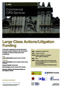 Law  Commercial CPD Seminar Monash University Law Chambers 555 Lonsdale Street, Melbourne