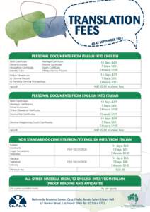 TRANSLATION FEES AS AT M BE R SE PTE