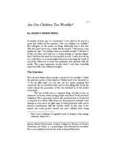 Are Our Children Too Worldly?  37