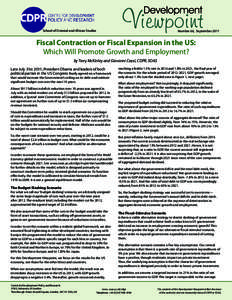 School of Oriental and African Studies  Number 66, September 2011 Fiscal Contraction or Fiscal Expansion in the US: Which Will Promote Growth and Employment?