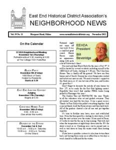 East End Historical District Association’s  NEIGHBORHOOD NEWS Vol. 39 No. 11