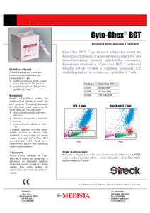 Cyto-Chex BCT Reagencie pro skladování a transport Stabilizace buněk Uchovává pacientský vzorek pro imunofenotypizaci průtokovým