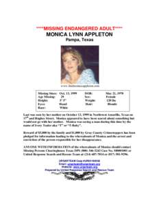 ****MISSING ENDANGERED ADULT****