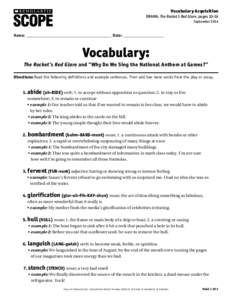 Vocabulary Acquisition  DramA: The Rocket’s Red Glare, pages[removed]September 2014 ®