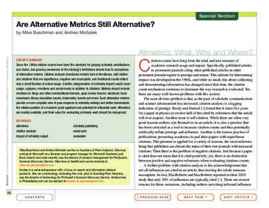Special Section  Are Alternative Metrics Still Alternative? Bulletin of the Association for Information Science and Technology – April/May 2013 – Volume 39, Number 4