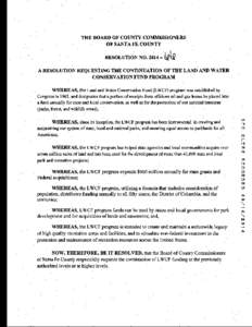 THE BOARD OF COUNTY COMMISSIONERS OF SANTA FE COUNTY RESOLUTION NO[removed]lQW