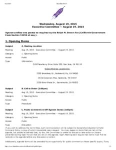 BoardDocs® LT Wednesday, August 19, 2015 Executive Committee ­­ August 19. 2015