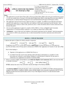 Application to transfer crab quota share/processor quota share (QS/PQS)