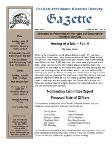 The East Providence Historical Society  Gazette May[removed]May
