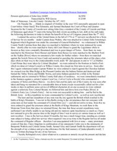 Southern Campaign American Revolution Pension Statements Pension application of John Gray S3409 fn18NC Transcribed by Will Graves[removed]State of Tennessee, Lincoln County: October the 16th, 1832