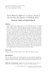 Beyond Rhetorical Differences: A Cohesive Account of Postdevolution Developments in UK Health Policy