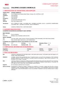 CHEM ALERT REPORT 16 Header Report Product Name CHLORINE (COOGEE CHEMICALS)