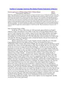 Southern Campaign American Revolution Pension Statements & Rosters Pension application of William Harper R4631 William Harper Transcribed by Will Graves f40VA[removed]