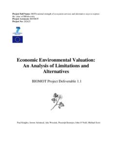 Business / Contingent valuation / Valuation / Ecosystem services / Cost–benefit analysis / Hedonic regression / Existence value / Fundamental analysis / Total economic value / Environmental economics / Economics / Finance