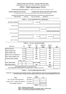 Balingup Small Farm Field Day - Saturday 26th April 2014 A Balingup Progress Association Event - ABN[removed] - Not Registered for GST[removed]Stall Application Form RETURN THIS APPLICATION FORM TO: